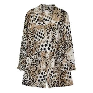 CHICO’S 0 Leopard Animal Print Collared Button Front Jacket Women’s Size Small